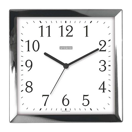 Relógio de Parede Ambiente 25cm 119072-028 Cromado Liso