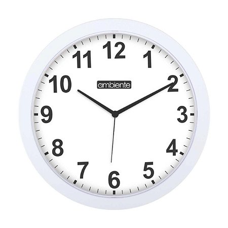 Relógio de Parede Ambiente 28cm Quartz 1926-021 Branco