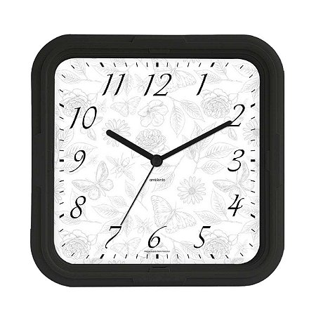 Relógio de Parede Ambiente 23cm Quartz 119087-145 Preto Real