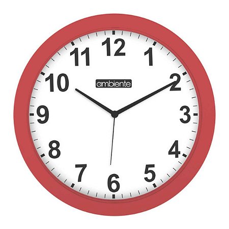 Relógio de Parede Ambiente 28cm Quartz 1926-044 Vermelho
