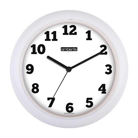 Relógio de Parede Ambiente 25cm Quartz 191300-021 Branco