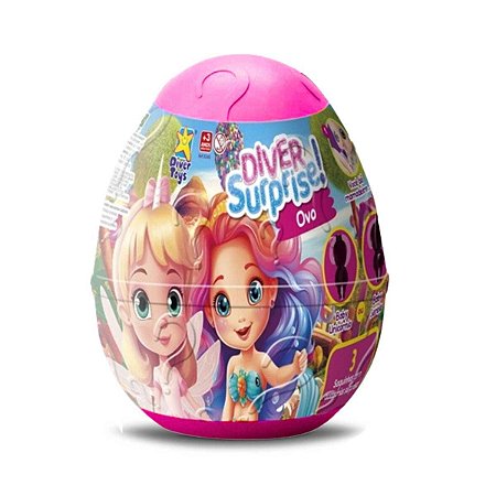 Boneca Diver Surpresa Ovo Divertoys Ref.8248 Rosa
