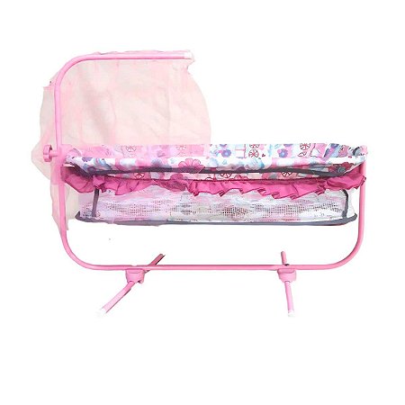 Berço de Bebê Para Boneca Mep Kids Ref.A2 Rosa Flores