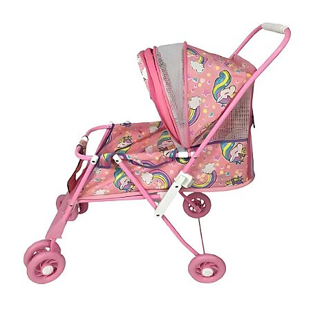 Carrinho Para Boneca Luxo Mep Kids Ref.B7 Rosa Unicórnios