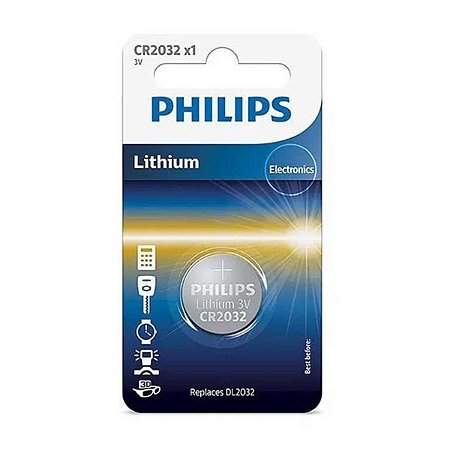 Pilha Moeda Lítio Philips CR2032P5B/59 - 3V