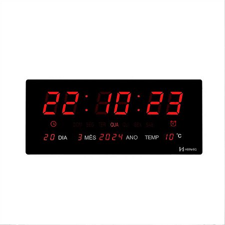 Relógio de Parede Herweg 28cm Digital 4605-034 Preto