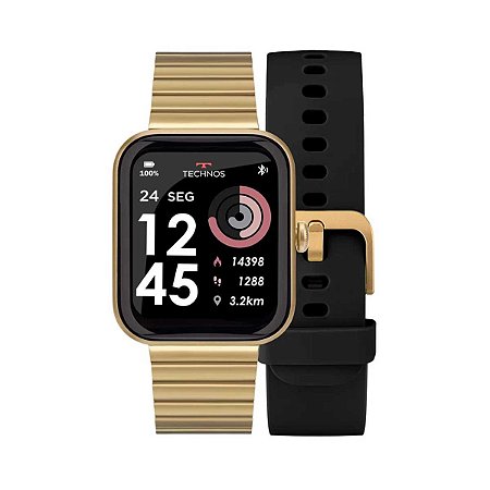 Smartwatch Technos Troca-Pulseira TMAXAH/7D Dourado E Preto