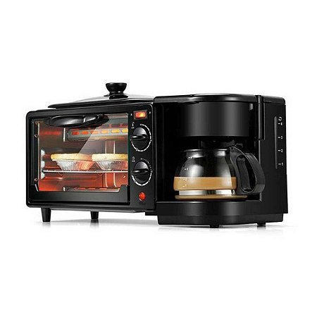 Máquina Café da Manhã 3 em 1 TBS Forno Cafeteira Grill 127V