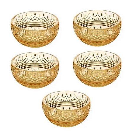 Conjunto de 5 Bowls Wolff Lys de Cristal Ref.28069 Ambar