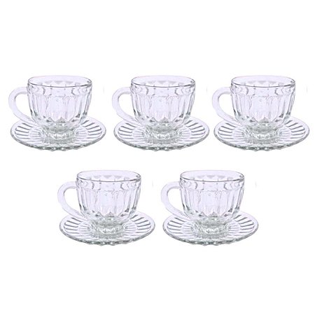 Jogo 5 Xícaras C/ Pires Kaveh Manila 10Peças 225ml TS0335GCL