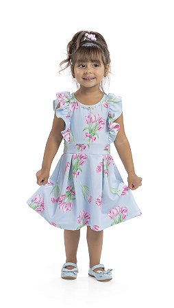 Vestido com estampa de Tulipas - ALEKIDS