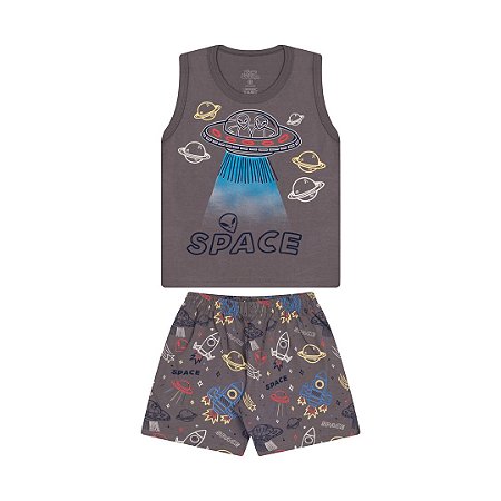 PIJAMA MASCULINO EM MEIA MALHA BRILHA NO ESCURO - BICHO BAGUNÇA