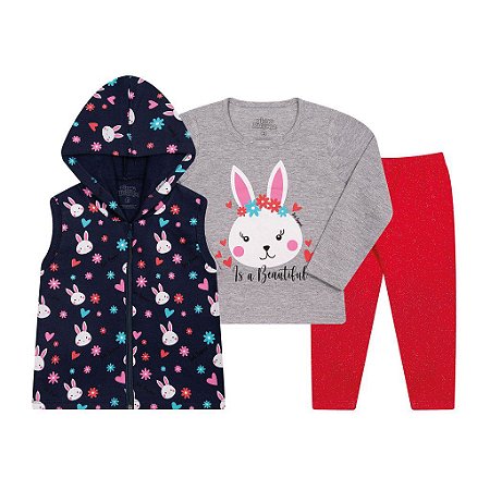 CONJUNTO FEMININO 3 PEÇAS - BICHO BAGUNÇA