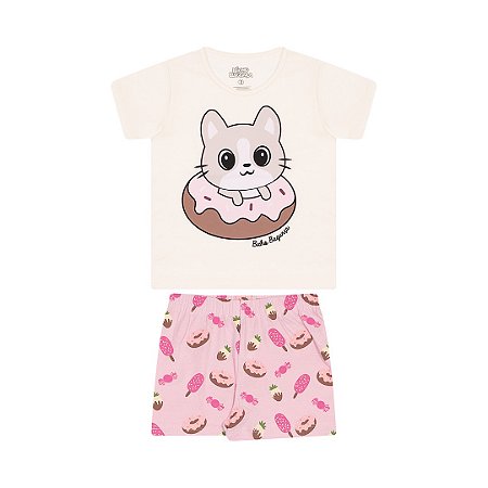 PIJAMA FEMININO EM MEIA MALHA QUE BRILHA ESCURO - BICHO BAGUNÇA