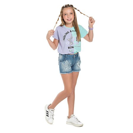 BLUSA EM COTTON COM RECORTE - BICHO BAGUNÇA