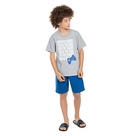 PIJAMA MASCULINO EM MEIA MALHA QUE BRILHA ESCURO - BICHO BAGUNÇA