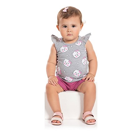 Conjunto feminino em cotton e moletinho - BICHO BAGUNÇA