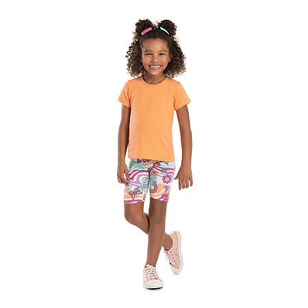 Bermuda ciclista feminina em cotton estampada - BICHO BAGUNÇA