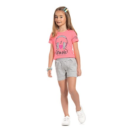 Conjunto feminino em meia malha e moletinho flamê - BICHO BAGUNÇA