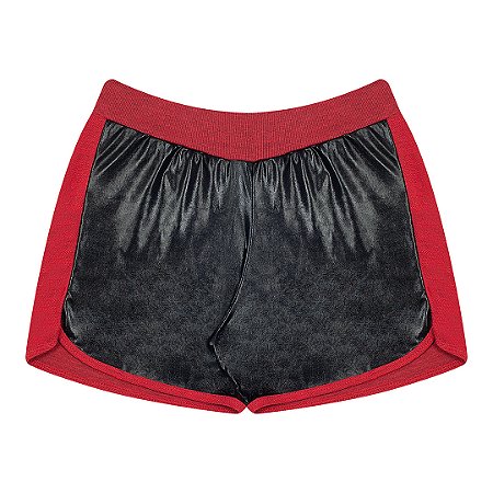 Shorts feminino em moletinho flamê e detalhe em foil - BICHO BAGUNÇA
