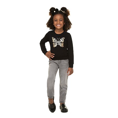 BLUSA FEMININA DE COTTON COM FOIL NA ESTAMPA - BICHO BAGUNÇA