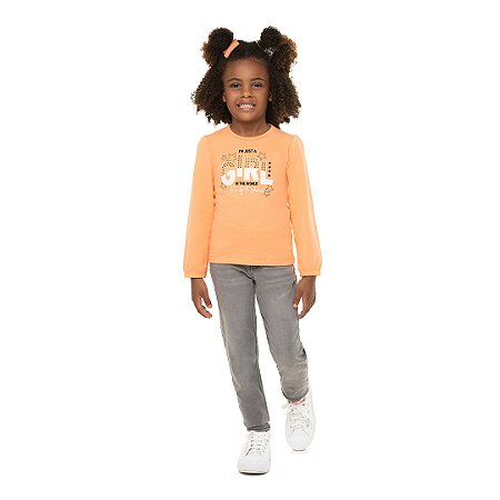 BLUSA FEMININA DE COTTON COM STRASS E ELASTICO NA MANGA - BICHO BAGUNÇA