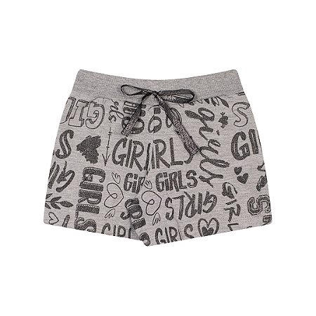 SHORTS MOLETINHO G FLAME C/ ESTAMPA E CORDÃO - BICHO BAGUNÇA