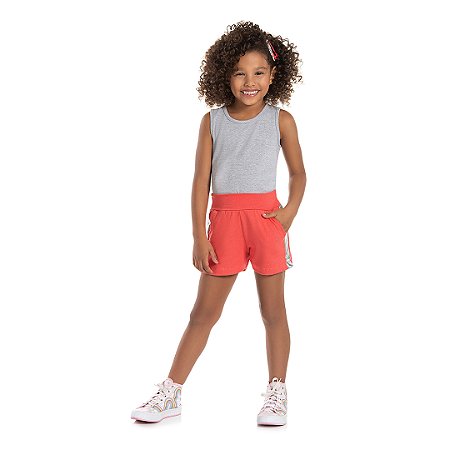 SHORTS DE COTTON GLITTER C/ RECORTE TECIDO FOIL - BICHO BAGUNÇA