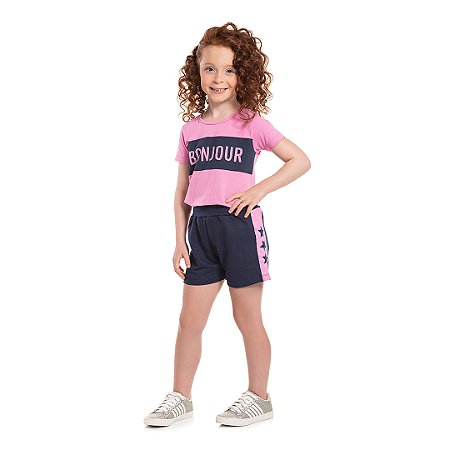 CONJUNTO EM COTTON E MOLETINHO C/ STRASS - BICHO BAGUNÇA