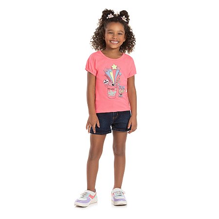 BLUSA EM MEIA MALHA NEON C/ ELASTICO NA MANGA - BICHO BAGUNÇA