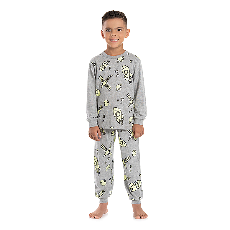 PIJAMA MASCULINO EM MEIA MALHA BRILHA NO ESCURO - BICHO BAGUNÇA