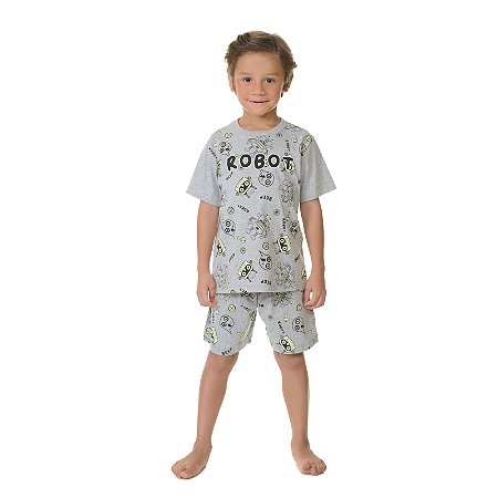 PIJAMA MASCULINO EM MEIA MALHA BRILHA NO ESCURO - BICHO BAGUNÇA