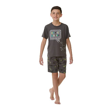 PIJAMA MASCULINO EM MEIA MALHA BRILHA NO ESCURO - BICHO BAGUNÇA