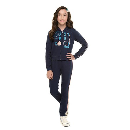 CONJUNTO FEMININO DE MOLETOM COM CAPUZ E ZIPPER - BICHO BAGUNÇA