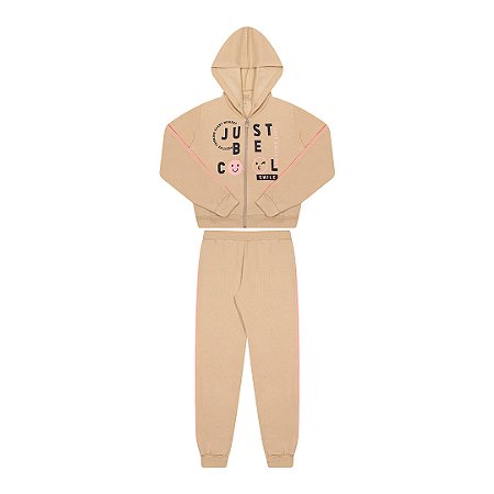 CONJUNTO FEMININO DE MOLETOM COM CAPUZ E ZIPPER - BICHO BAGUNÇA