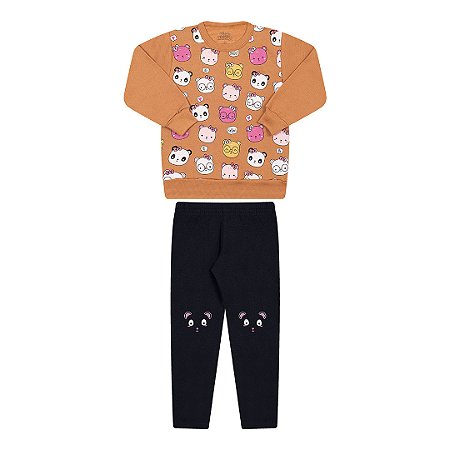 CONJUNTO DE MOLETOM E MOLECOTTON - BICHO BAGUNÇA
