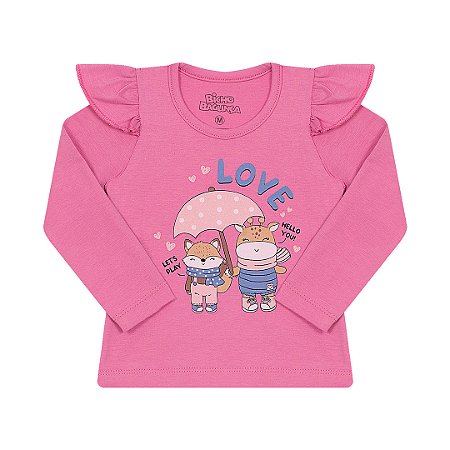BLUSA EM COTTON COM BABADO NA MANGA - BICHO BAGUNÇA