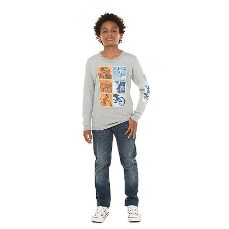 CAMISA DE MEIA MALHA COM ESTAMPA NA MANGA - BICHO BAGUNÇA