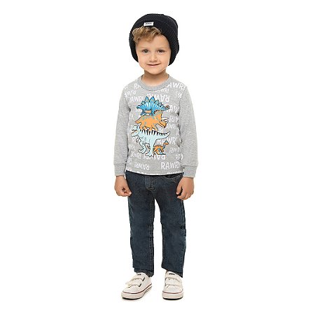 CAMISA DE MEIA MALHA COM PUFF NA ESTAMPA - BICHO BAGUNÇA