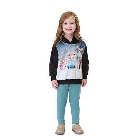 CONJUNTO DE PELO FLEECE E MOLECOTTON - BICHO BAGUNÇA