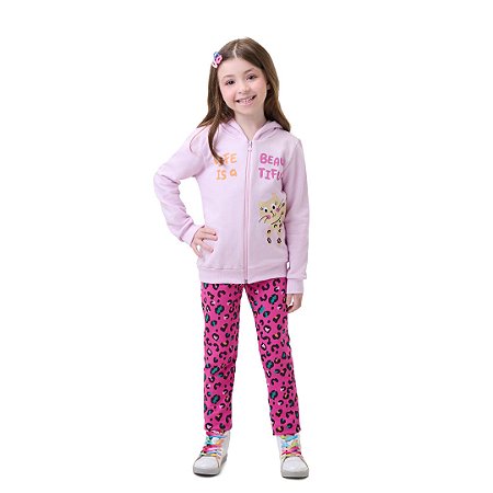 CONJUNTO DE MOLETOM E MOLECOTTON COM CAPUZ E ZIPPER - BICHO BAGUNÇA