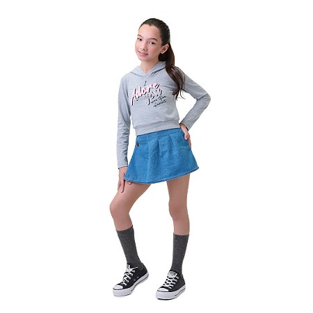 BLUSA DE COTTON COM CAPUZ E STRASS - BICHO BAGUNÇA