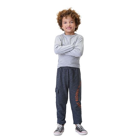 CALÇA DE MOLETOM MOULINE COM BOLSO E ESTAMPA - BICHO BAGUNÇA