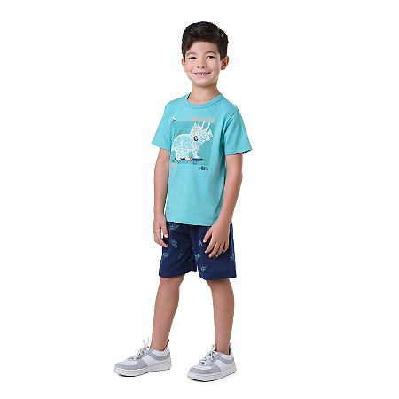 CONJUNTO EM MEIA MALHA E MOLETINHO ESTAMPADO - BICHO BAGUNÇA