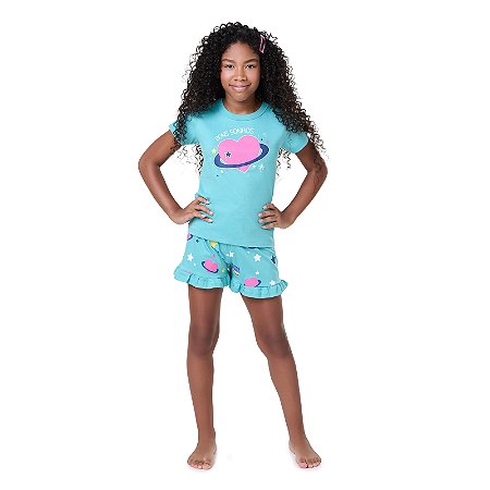 PIJAMA FEMININO EM MEIA MALHA BRILHA NO ESCURO - BICHO BAGUNÇA