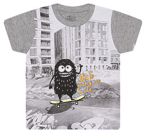 CAMISETA EM MEIA MALHA COM DETALHE QUE BRILHA NO ESCURO - BICHO BAGUNÇA