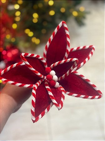FLOR DE NATAL 30 CM VERMELHA E BRANCA