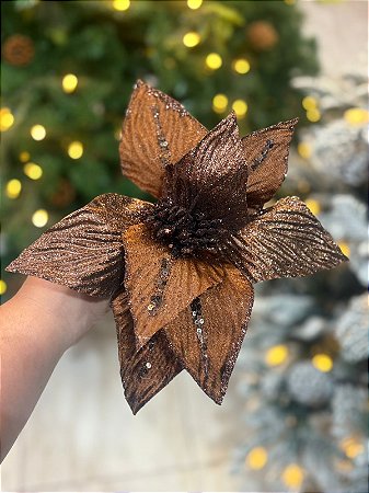 FLOR NATALINA MARROM 25 CM