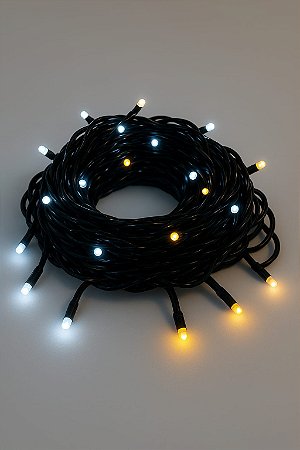 PISCA BRANCO COM PONTOS AMARELOS FIO PRETO 10M 110V