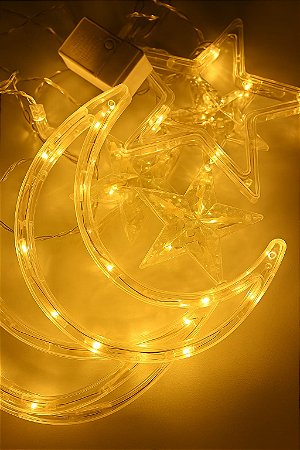PISCA ESTRELA E LUA FIO TRANSPARENTE 12PCS 2.5M 110V